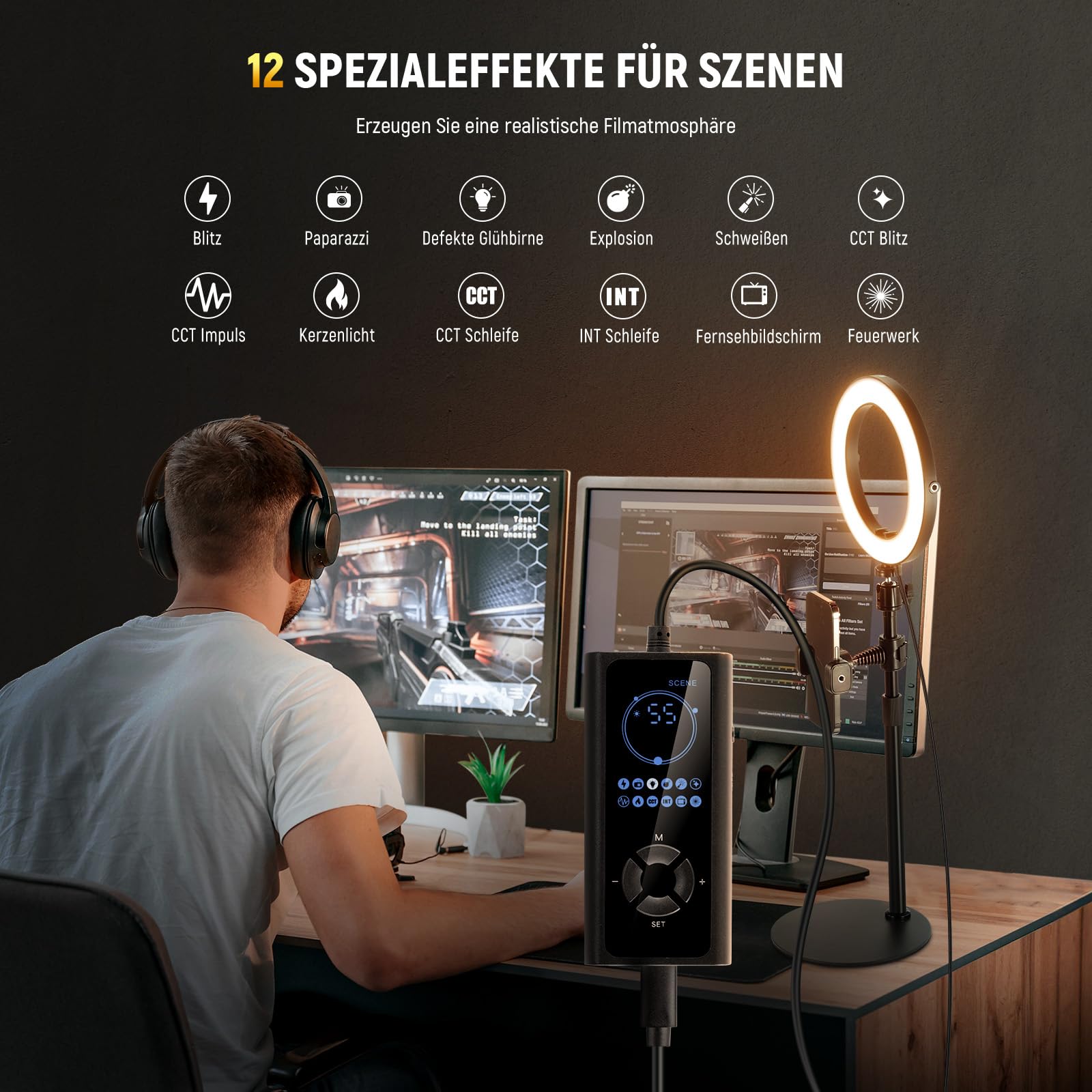 NEEWER 8" Tisch Ringlicht 18W Stark Leistung mit Ständer & Handyhalter, Circle Selfie Ring Licht kompatibel mit iPhone Streaming Vlog, Videokonferenz Videolicht Set für Laptop Computer Zoom Call, RH8B