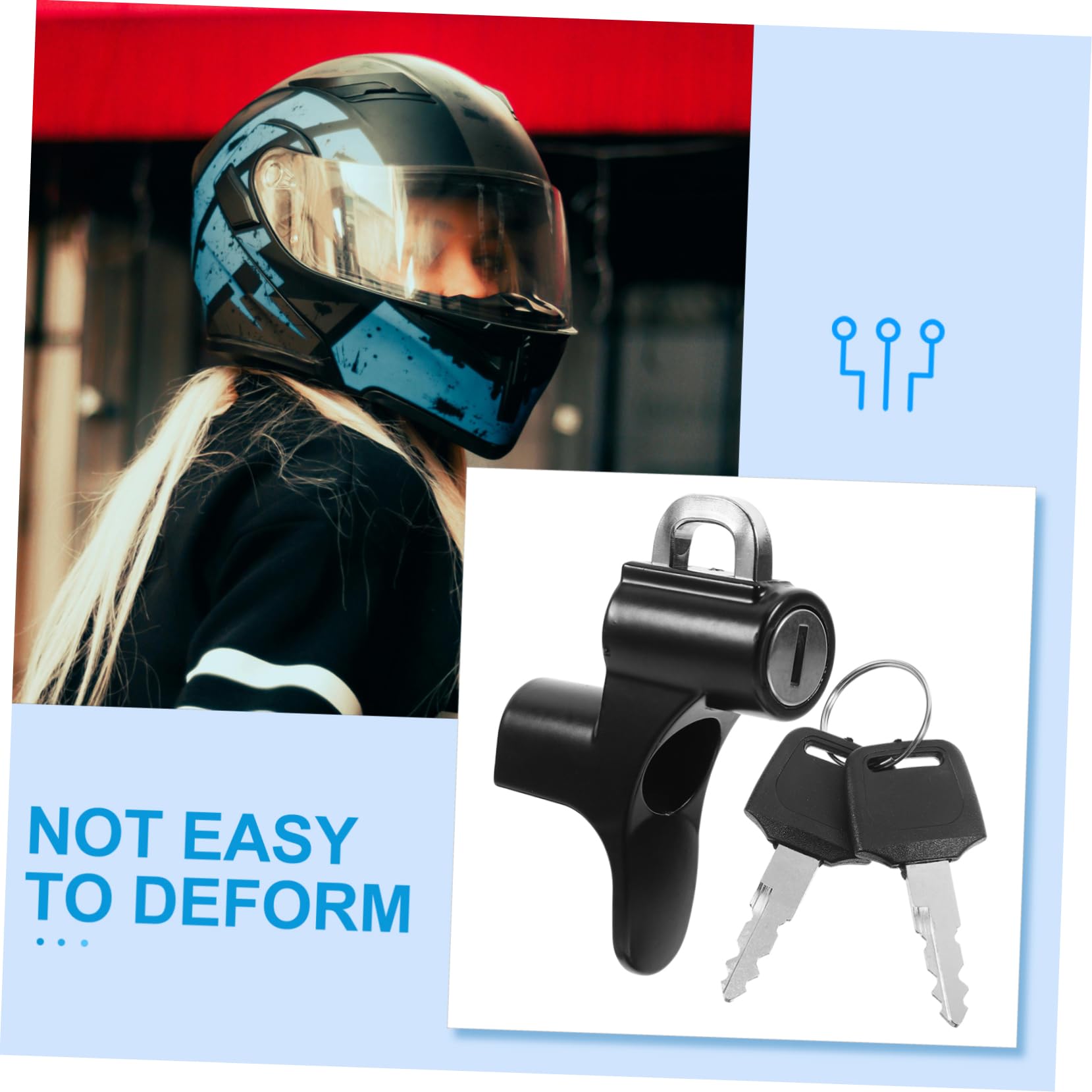 Vaguelly Candado para Casco de Moto Negro de Aleación de Aluminio, Cerradura Antirrobo Fiable Fijación Segura para Scooter y Accesorios de Casco