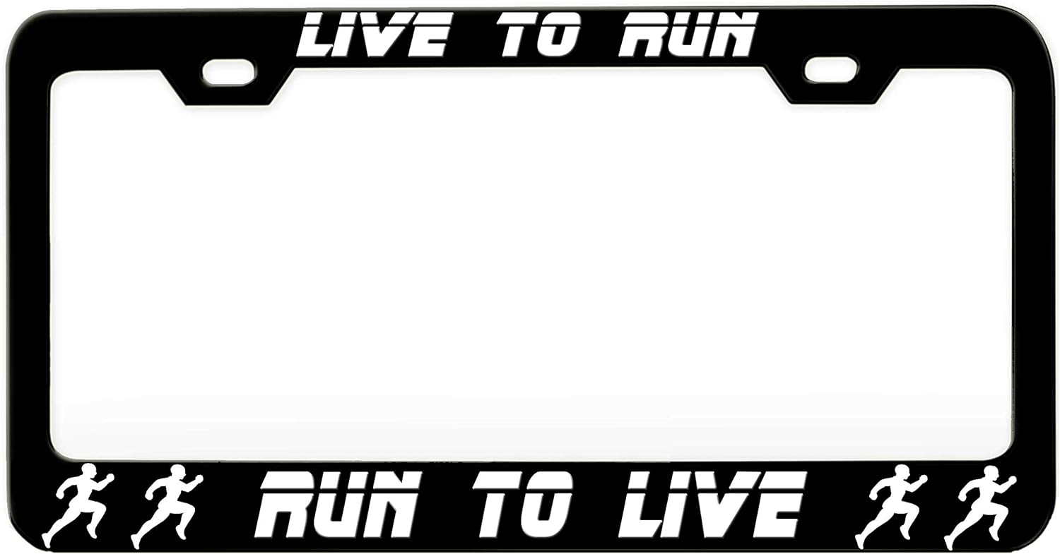 Live to Run Run to Live Runner Running Black Steel Metal License Plate Frame Auto Car SUV Tag Holder, M28