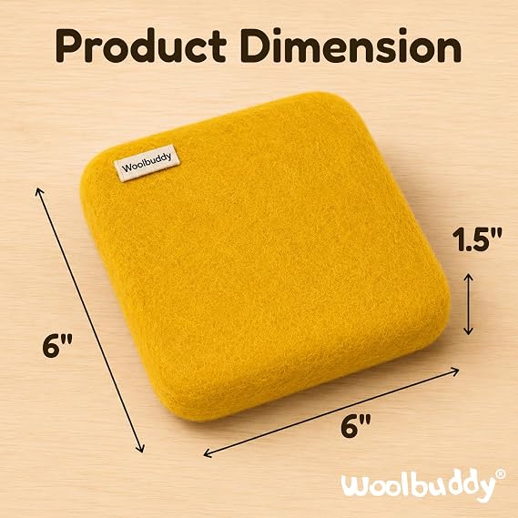 Woolbuddy Needle Felting Mat 6 x 6 x 1.5 Inch (Gold), Pure Wool Felt Pad