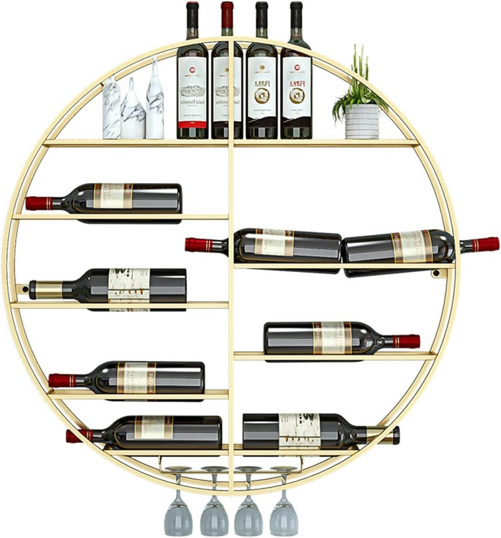 Rangement bouteille mural gain de place avec porte-verre pour bar de salon