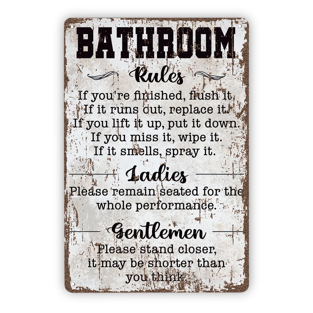 Vintage Metal Tin Signs, Funny Bathroom Rules Signs Metal Tin Decor, Please Flush Toilet Sign Metal Tin Sign 8X12 Inch