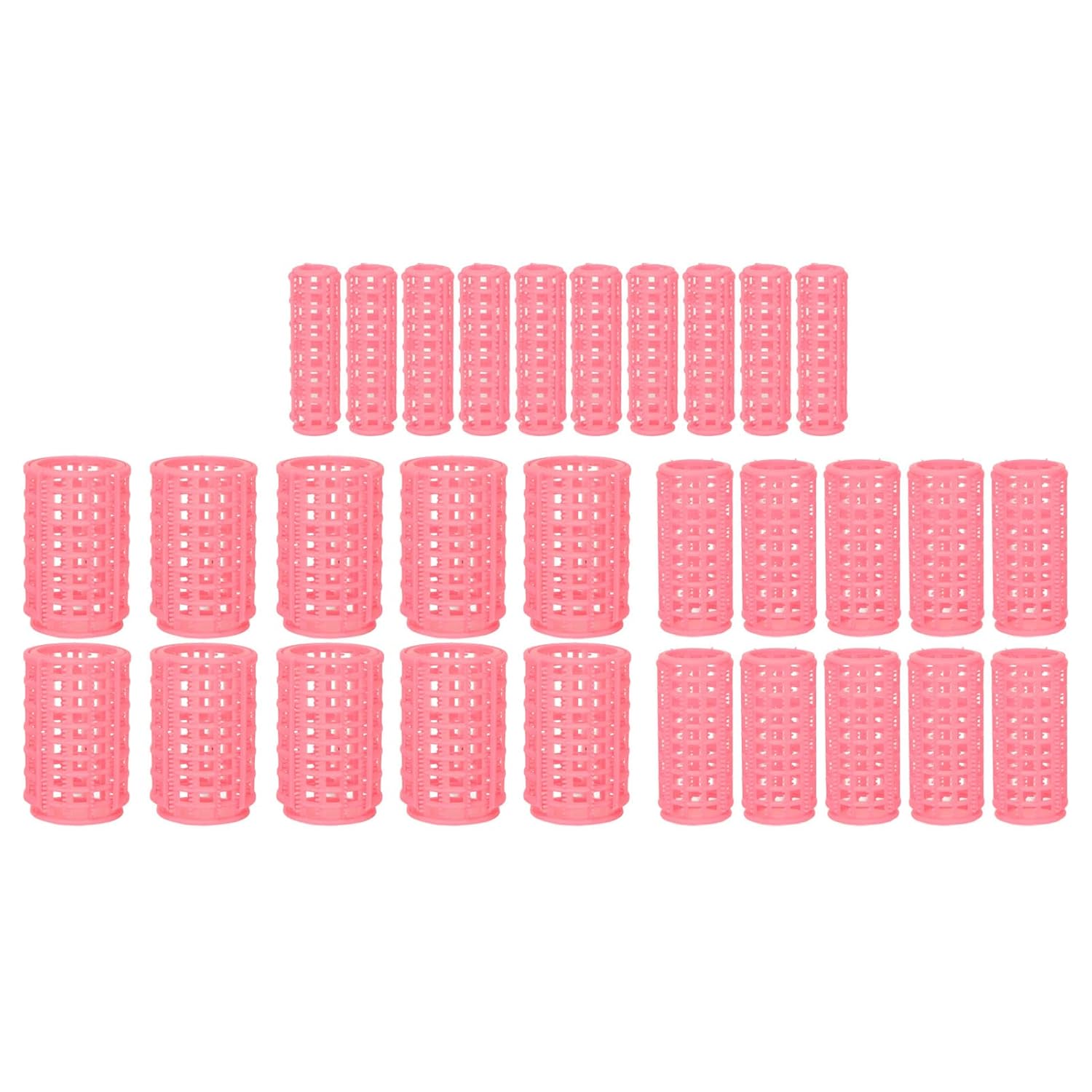 30Pcs Hair Roller, Home Self Grip Hair Curlers Set, Salon Dressing Curler for Thick Thin Hair (Pink)