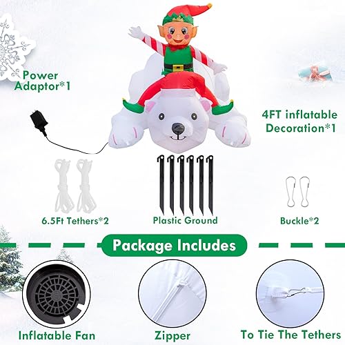 Miniatura 6 de Morejoy Oso polar inflable de Navidad de 6 pies  Decoración inflable de Navidad al aire libre  Decoración al aire libre inflable inflable con luces