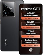 realme GT 7 (IceSense Black,8GB+256GB) | India's 1st MediaTek Dimensity 9400e Chipset | Strongest Battery Combo 7000mAh + 120W | AI 4K 120FPS Travel Camera | 360° Cooling IceSense Design with Graphene