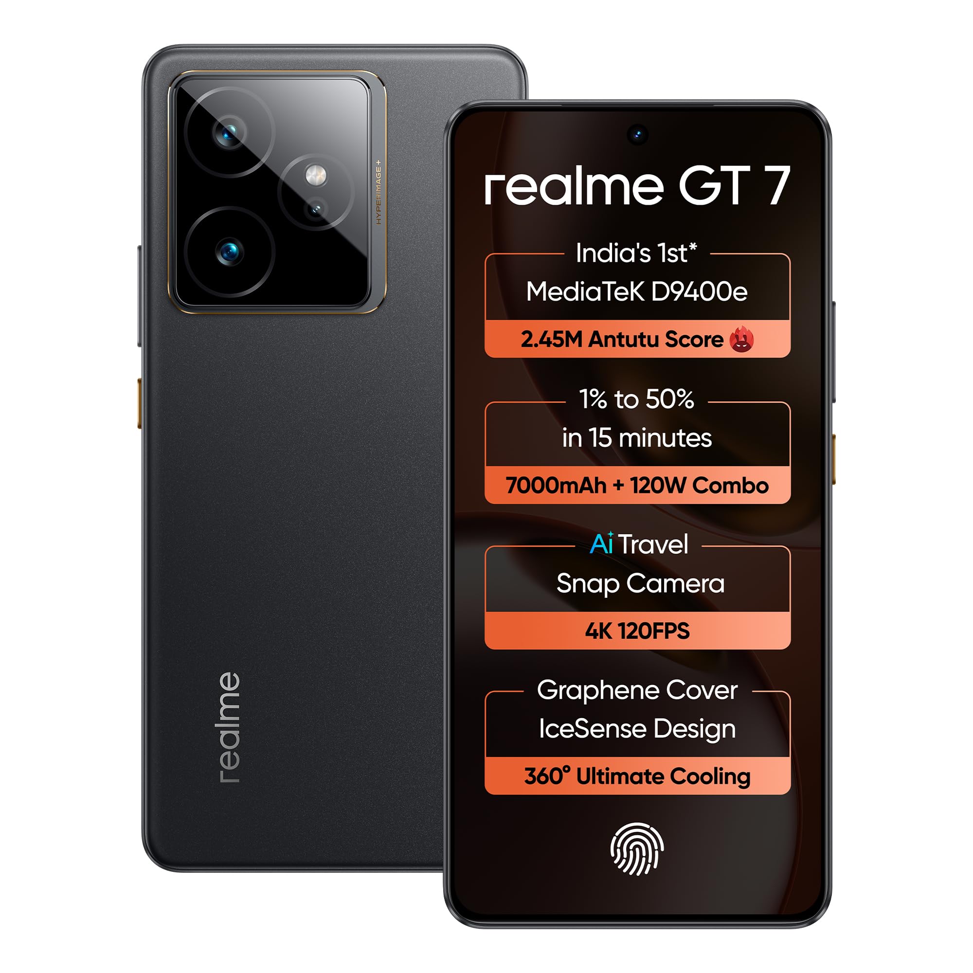 【即日発送】realme GT7 Pro 12/256G ブラック realme GT 7 (IceSense Black,12GB+256GB) | India's 1st MediaTek