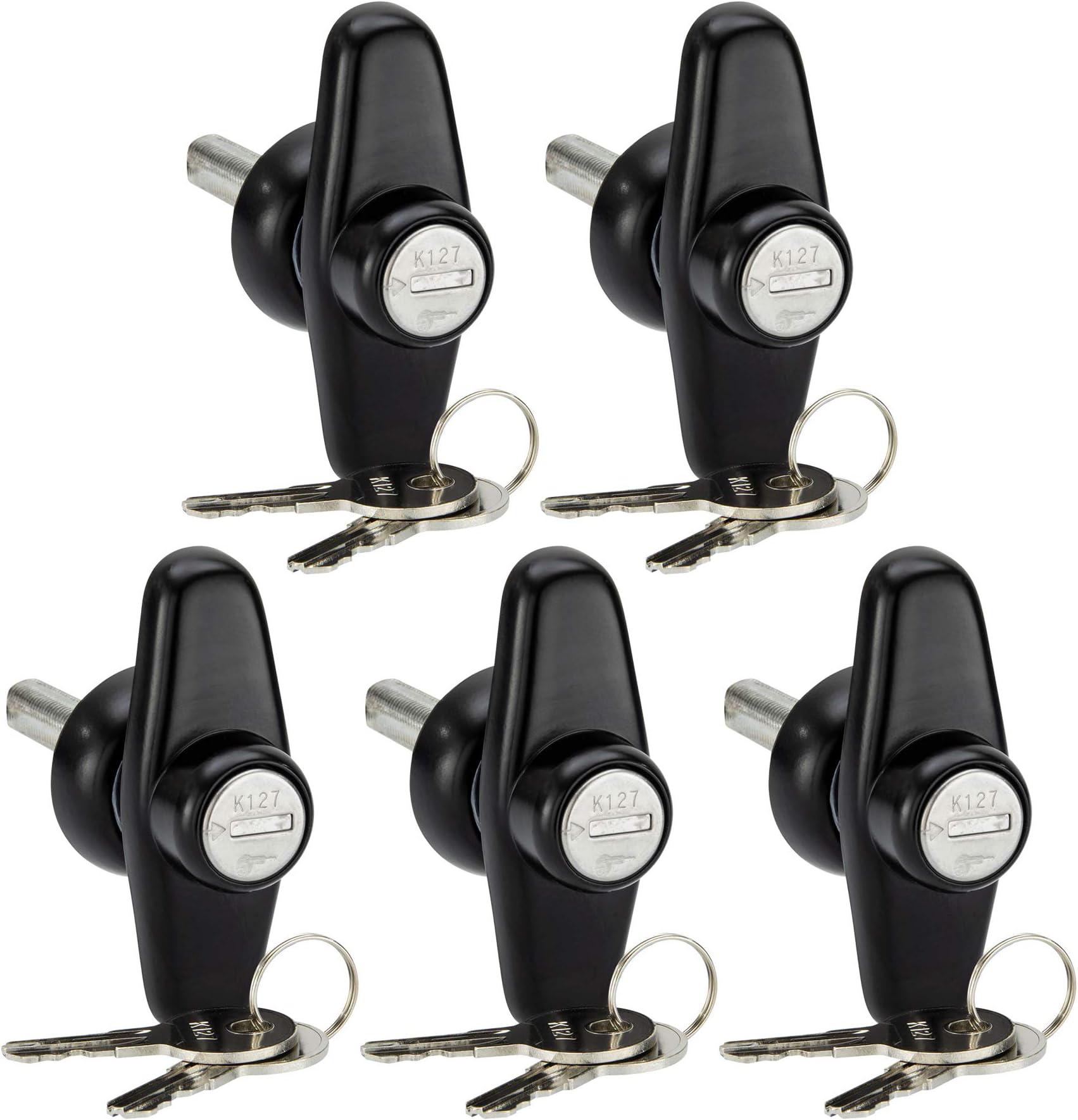 RecPro Truck Cap Lock T-500 Side Access Window Handle for LEER A.R.E. Bauer K127 Key | Tonneau Cap Cover Lock T-500 Handle for LEER Century Bauer K127 Cylinder Key (5 Pack)