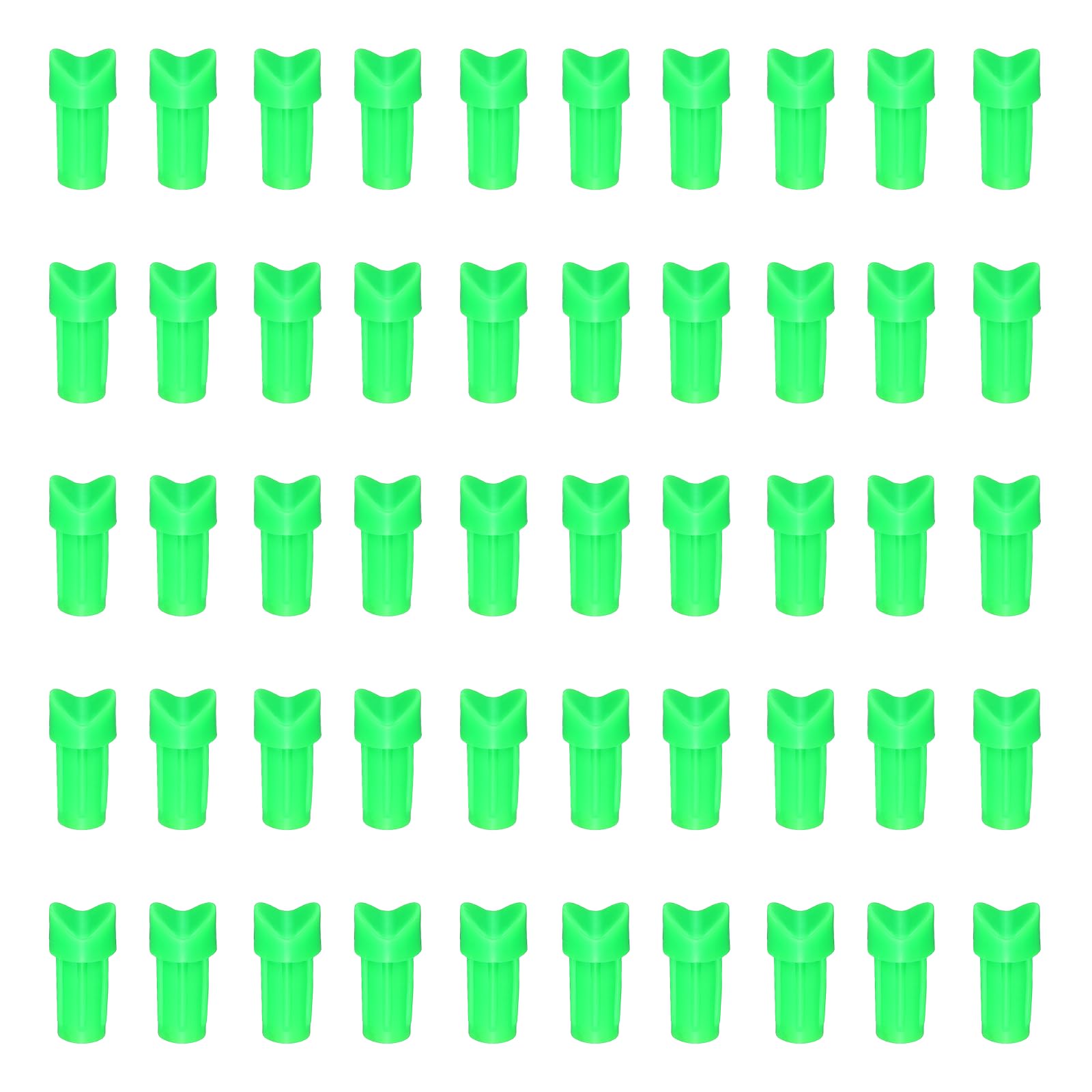 YELARXI Plastic Arrow Nocks, Half Moon Nocks Glue on Replacement Arrow Tail-Fitting For (DIY Hunting/Compound/Recurve Bow/Compound Bow) 7.6MM/0.3" ID & 50 Pcs & Plastic & Green