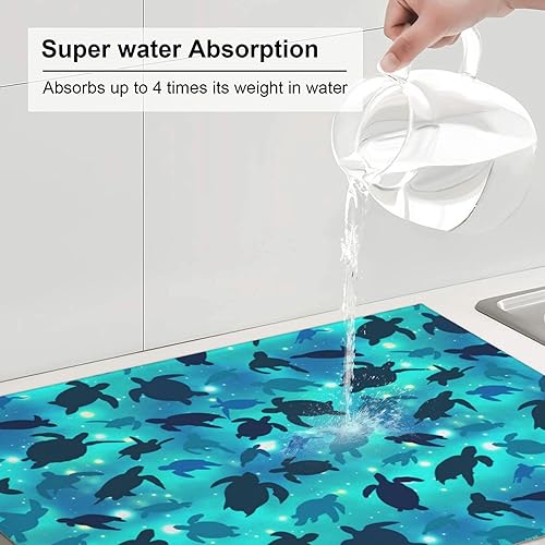 Vista 26 de Tapete de secado de platos de limón de 18 x 24 pulgadas para encimera de cocina, almohadilla absorbente de microfibra para escurrir platos, tapetes