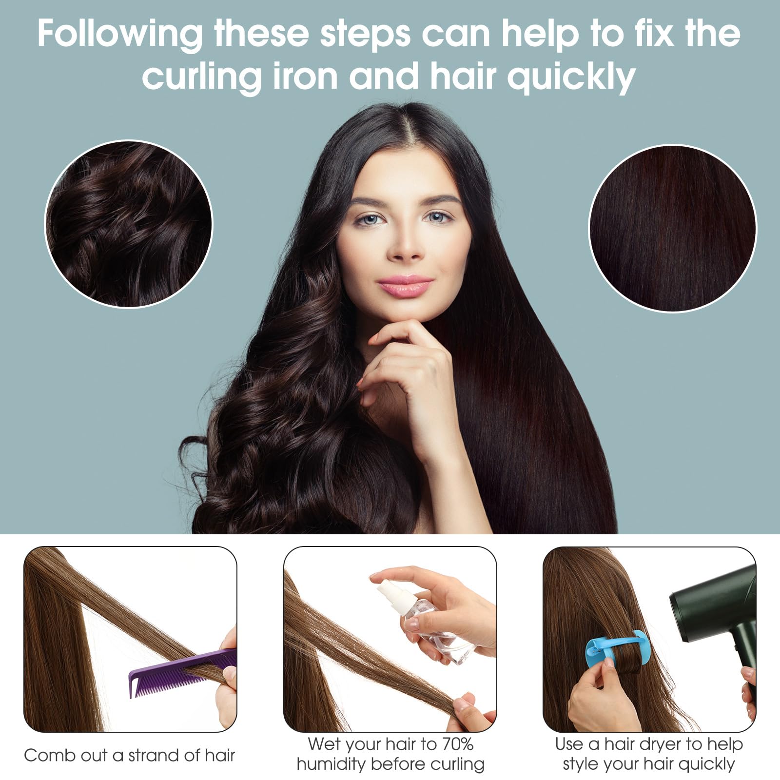 WILLBOND El juego de 141 rodillos para el cabello incluye 60 rodillos de plástico para el pelo (azul, 6 tamaños)