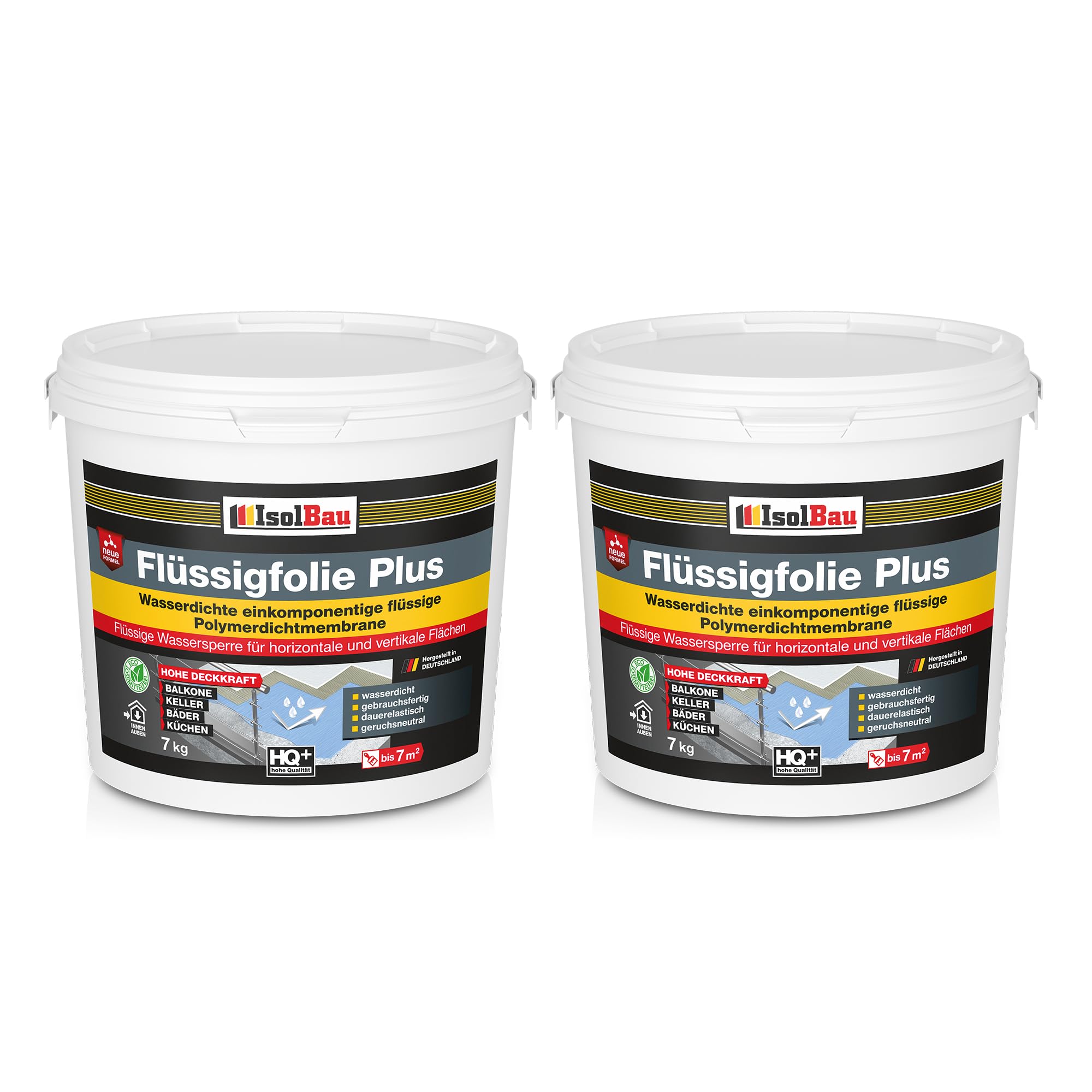 Isolbau Flüssigfolie PLUS 14kg - Dichtfolie für innen & Außenbereich - für Wand & Boden - Balkonabdichtung, Terrasse - Lösemittelfreie, wasserdichte Abdichtung Dichtmasse