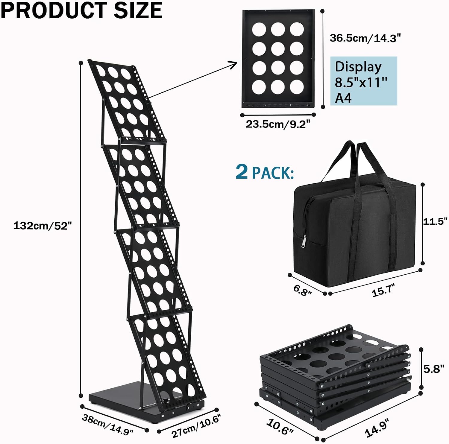 Foldable Brochure Display Stand with Carrying Bag, Literature Stand, 2 Pack image 4