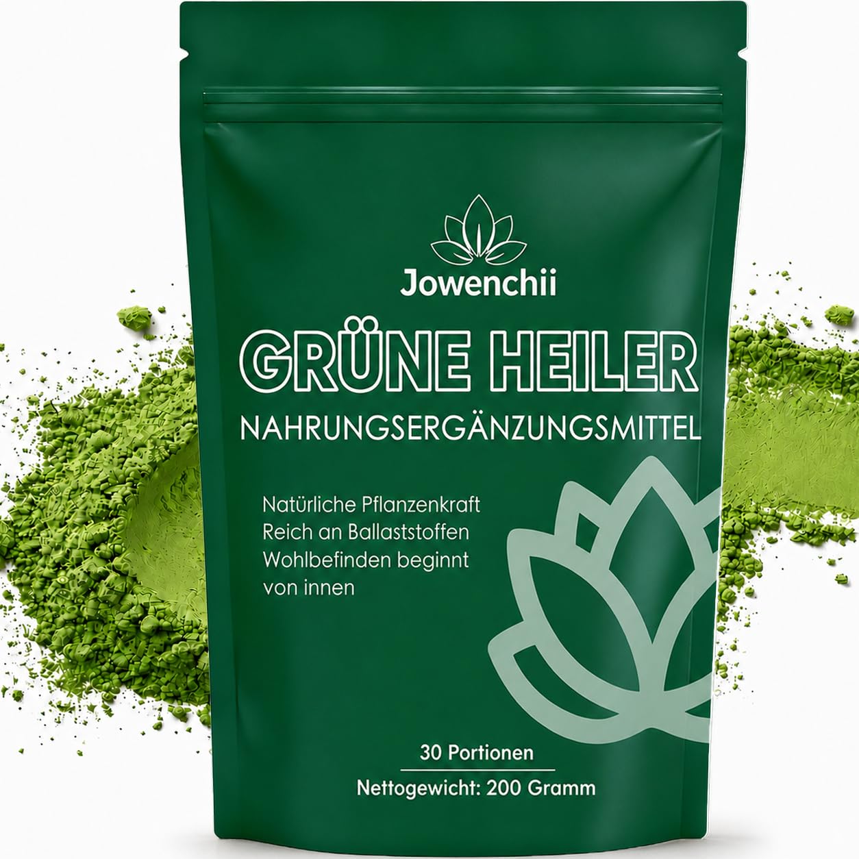 Grüne Entgiftungspulver, 200g Superfood Helfer Pulver, Greens Pulver Helfer, Pflanzenpulver mit Matcha, Gerstengras, Heidelbeeren, Rich in Macronutrients, Micronutrients & Fiber