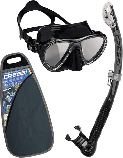 Cressi Big Eyes Evo HD and Alpha Ultra Dry Snorkelling Combo Set - Black