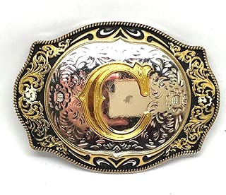 Western initial Letters Redeo Cowboy Belt Buckle Alphabet Silver Buckles - coolthings.us