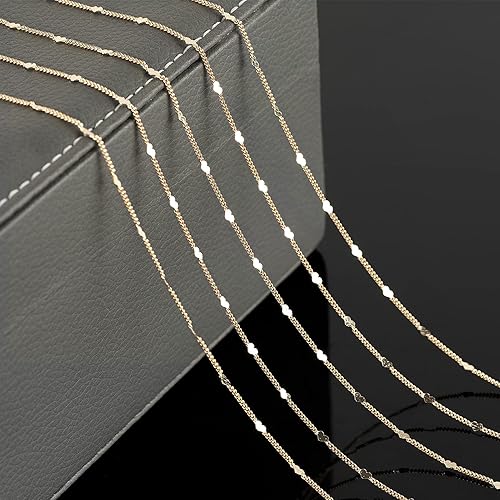 Miniatura 6 de YOUBEIYEE Cadenas de oro claro de 10 metros (32.8 ft) para hacer joyas, latón chapado en oro de 18 quilates, cadena de eslabones de corazón plano