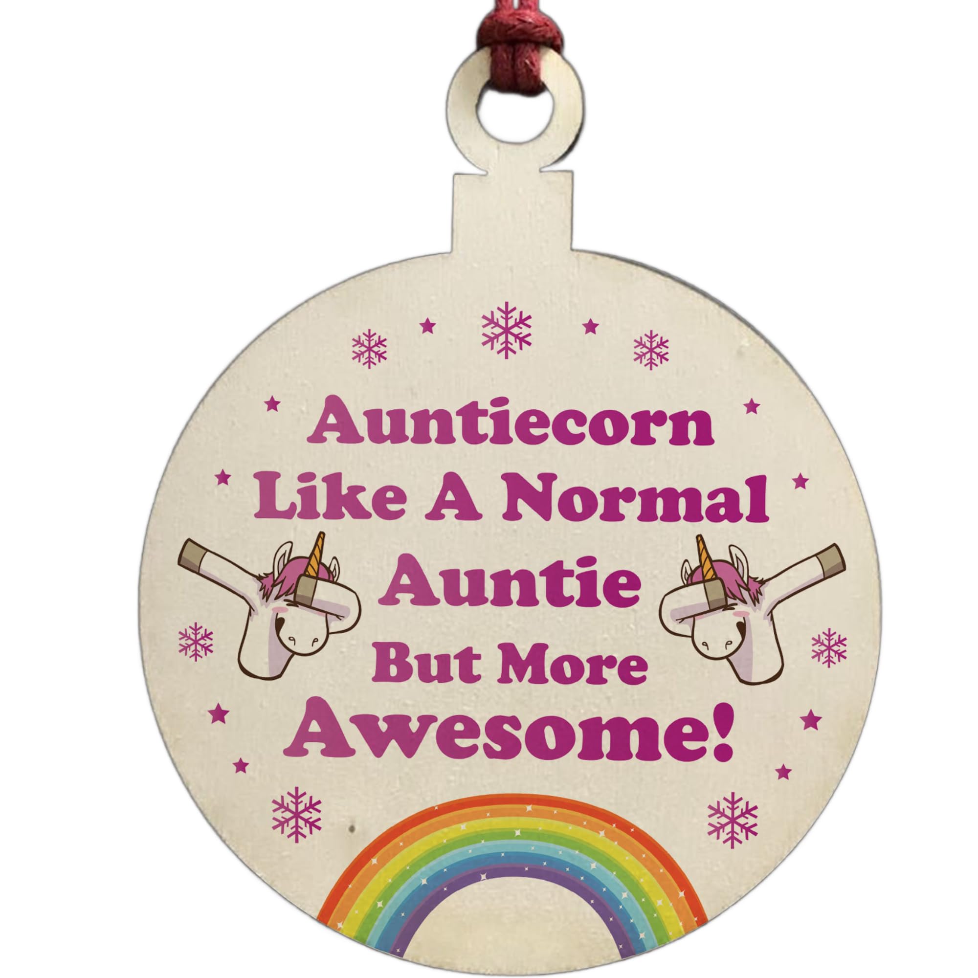 Auntie Gift For Christmas Hanging Wooden Tree Decoration Unicorn Thank You