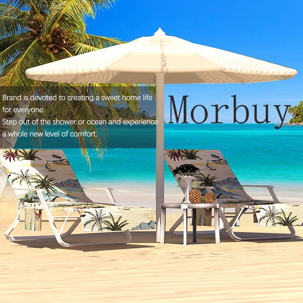 Morbuy Telo de Mare Microfibra, Fodera per Sedia da Spiaggia con Tasche, Blu Stampa de Oceano Asciugamano per Lettino Spia ggia Chaise Longue per Giardino, Esterno, Patio (Oceano Blu