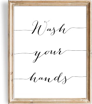 Bathroom Decor Wash Your Hands Art Print - Unframed - 8x10 | Fun and Functional Bathroom Decor | Encouraging Hygiene with a Touch of Elegance - Perfect for Adding a Modern Touch to Your Bathroom