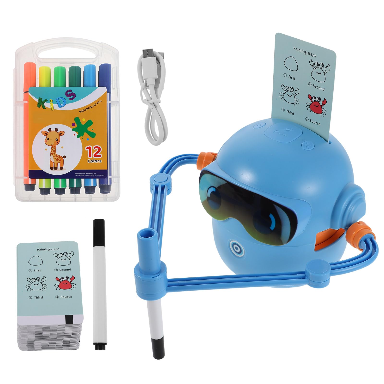 Kids Drawing Robot with 100 Card, 14 Pen, Educational Creative Toy
