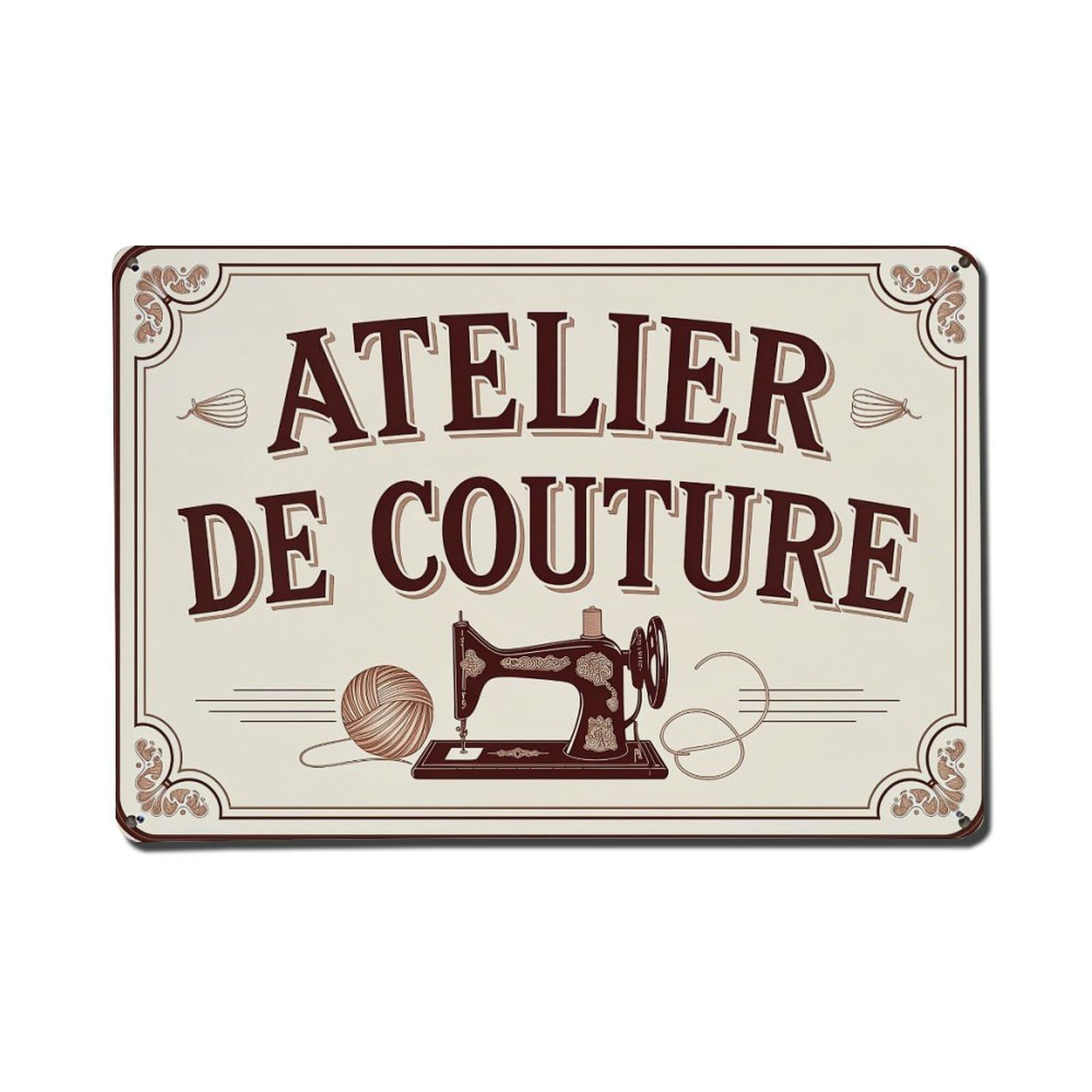 Atelier De Couture Sewing Machine_2 Metal Tin Sign Plaque