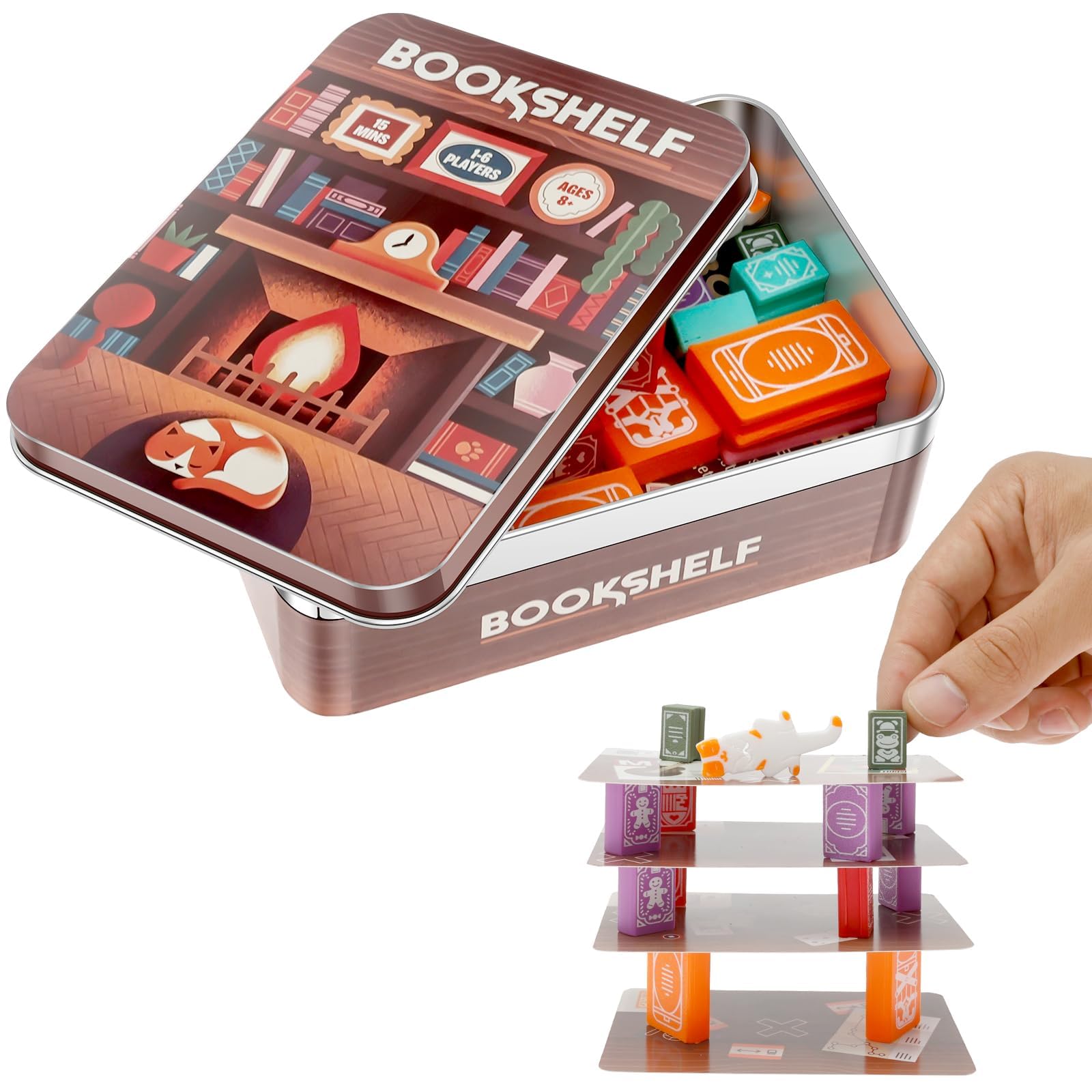 LIZEALUCKY Games Bookshelf Stacking Game in Travel Tin