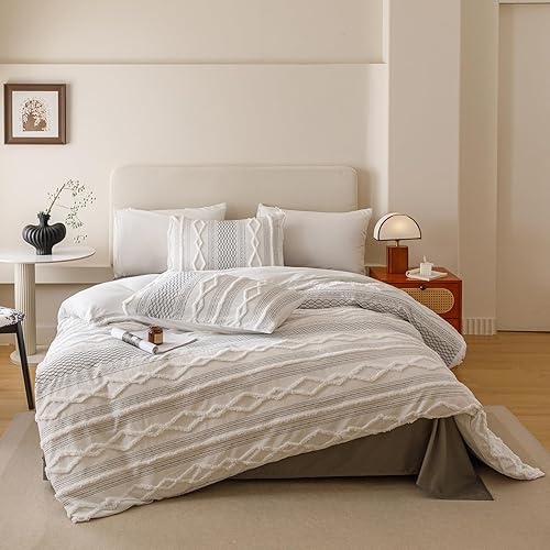 Miniatura 53 de Luxlovery Juego de edredón caqui beige, tamaño California King, unicolor, colchas suaves y transpirables