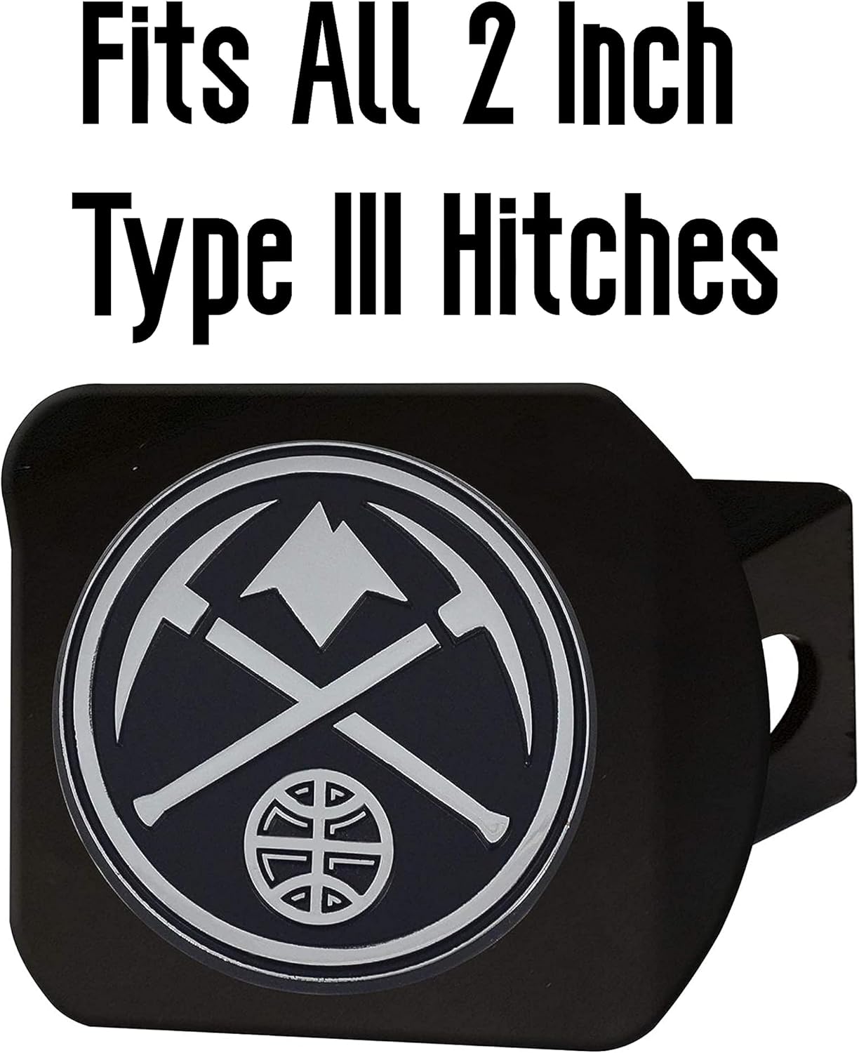 FANMATS 21022 Denver Nuggets Black Metal Hitch Cover with Metal Chrome 3D Emblem