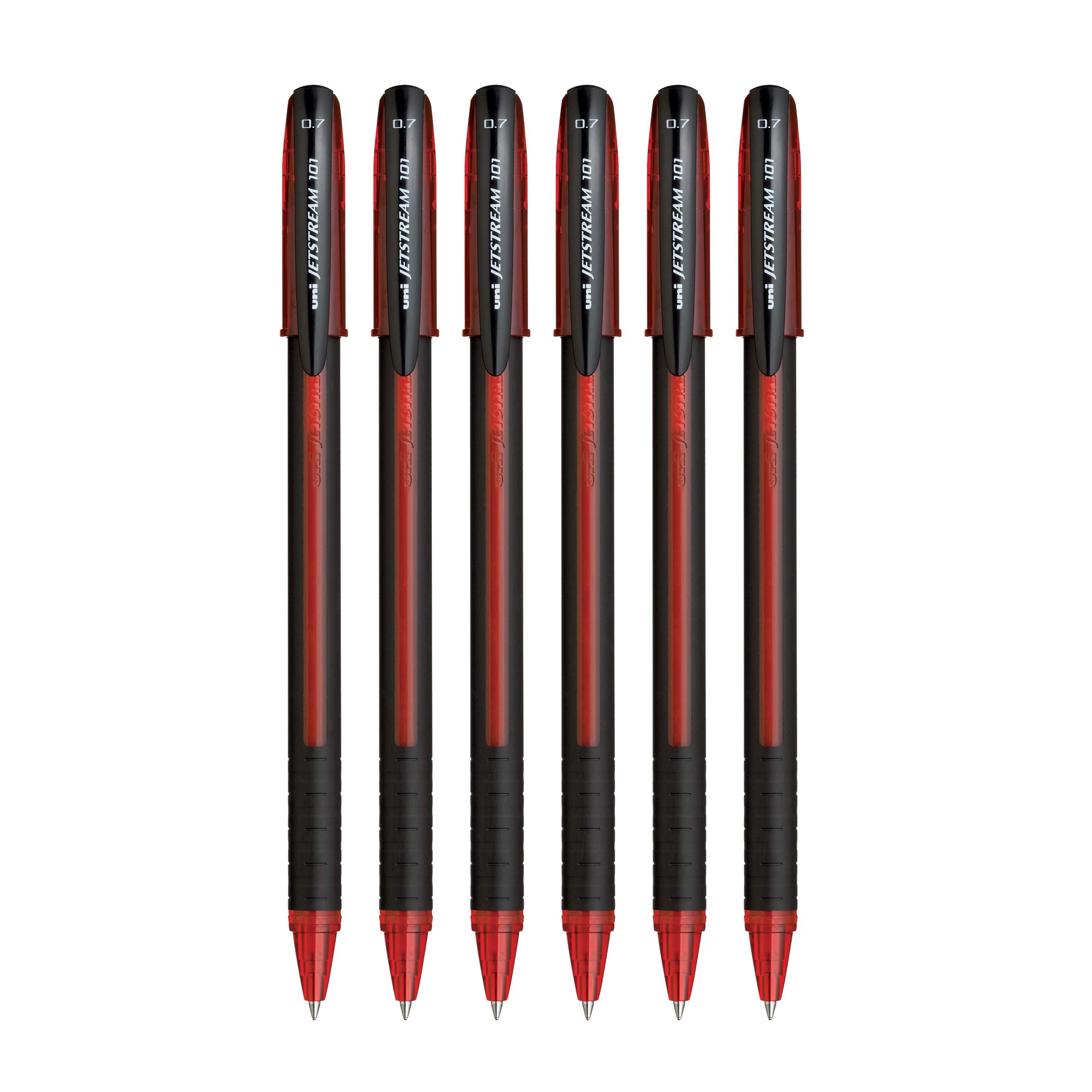 UNI-BALL Jetstream SX-101 0.7mm Roller Ball Pen | Red Ink, Pack of 6