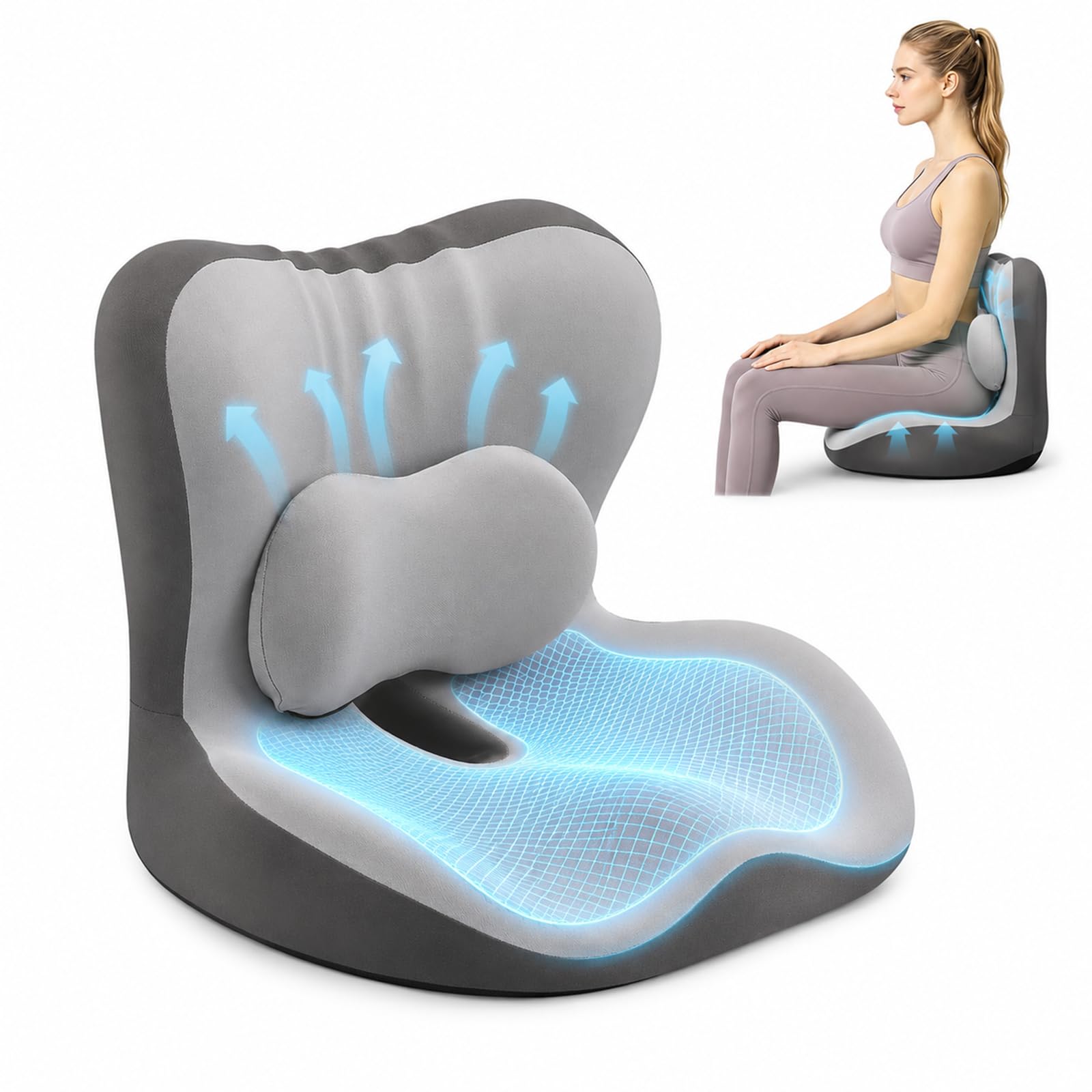 Coussin d’Assise en Mousse mémoire, Coussin Lombaire Chaise Bureau