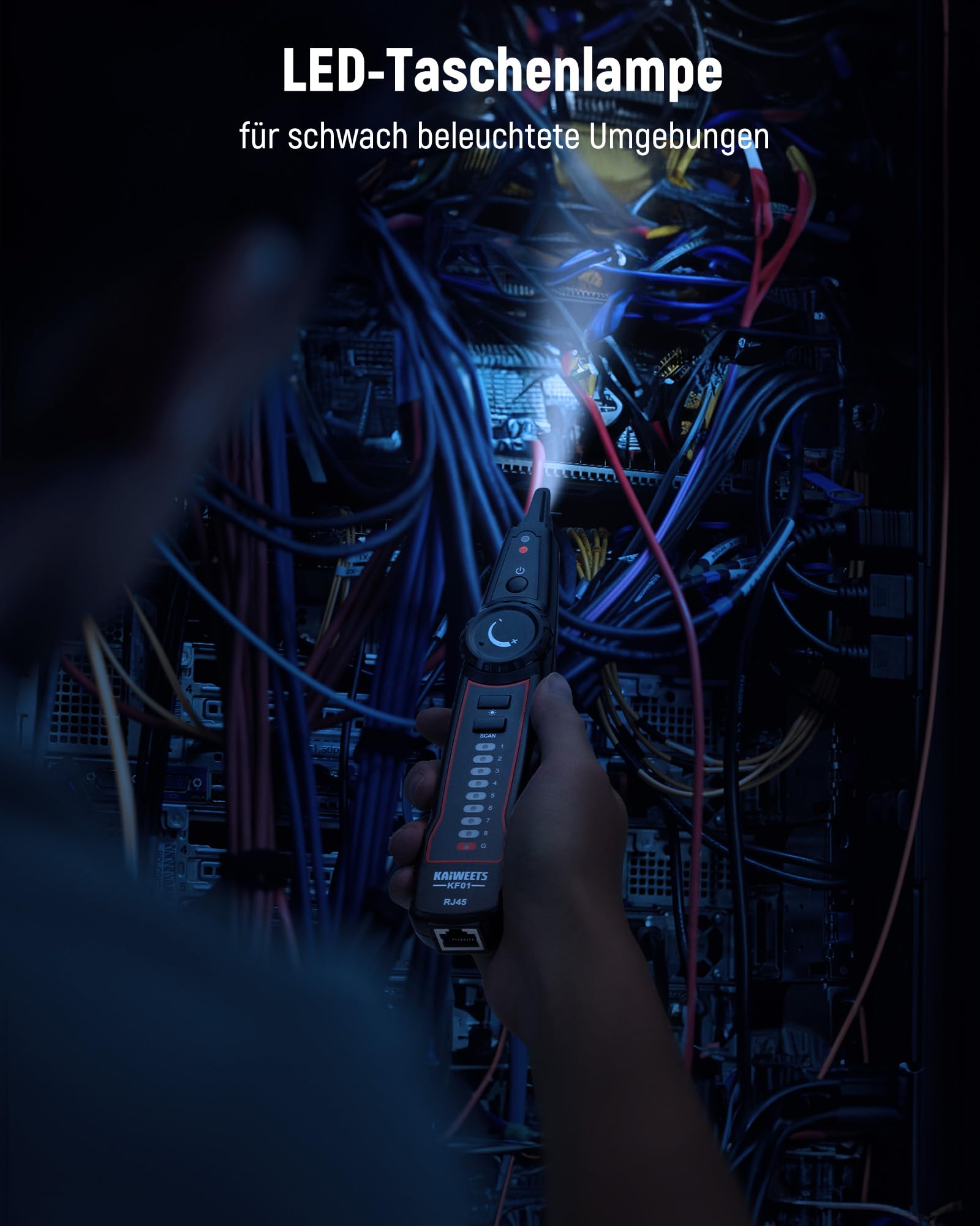 KAIWEETS netzwerktester – RJ45 RJ11 netzwerkkabel tester Telefonkabeltester,netzwerk kabeltester LAN-Kabeltester, geeignet für Kabelverfolgung, Telefonleitungstests und Durchgangsprüfungen
