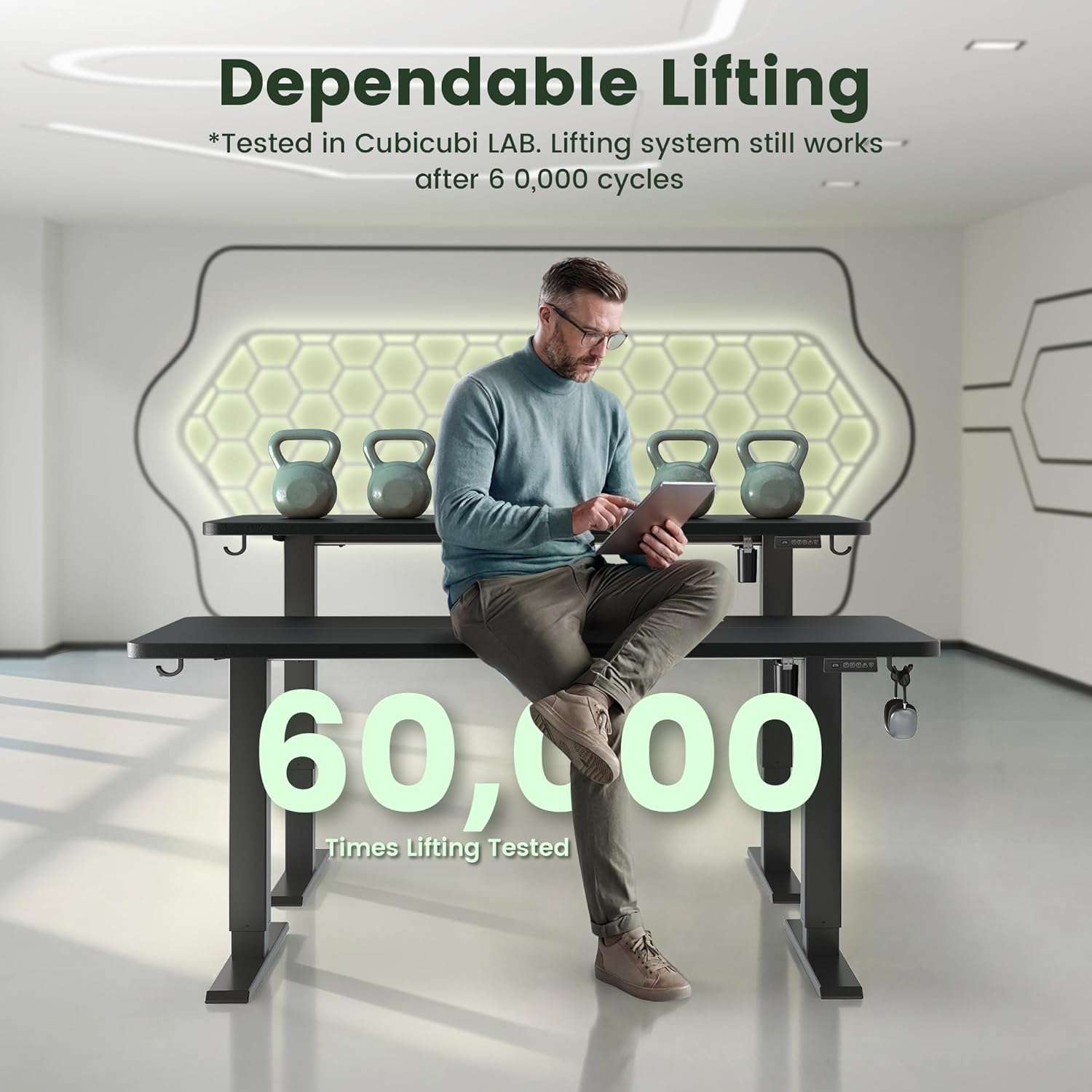 CubiCubi 55 x 24 Standing Desk, Height Adjustable Electric Computer Desk, Sit Stand up Home Office Workstations, Black