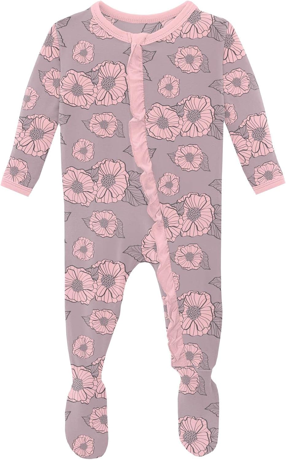 KicKee Pants Footie clásico estampado con volantes con cremallera ropa de dormir suave ropa de una pieza para bebé niña KicKee Pants Footie clásico estampado con volantes con cremallera ropa de dormir suave ropa de una pieza para bebé niña
