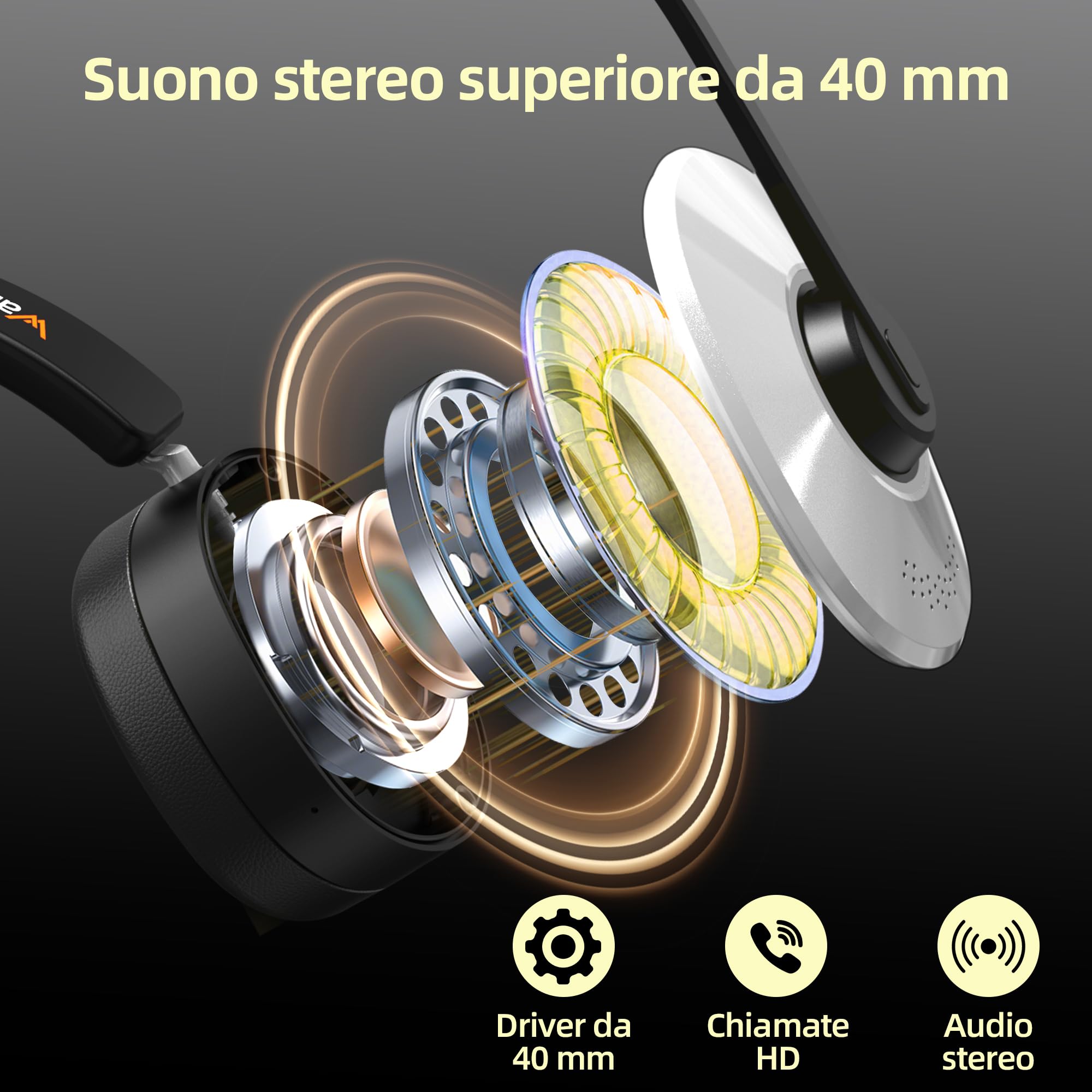 Wantek Cuffie wireless con microfono, Cuffie senza fili Bluetooth con stazione di ricarica o USB Dongle per PC Ufficio Zoom Skype Laptop