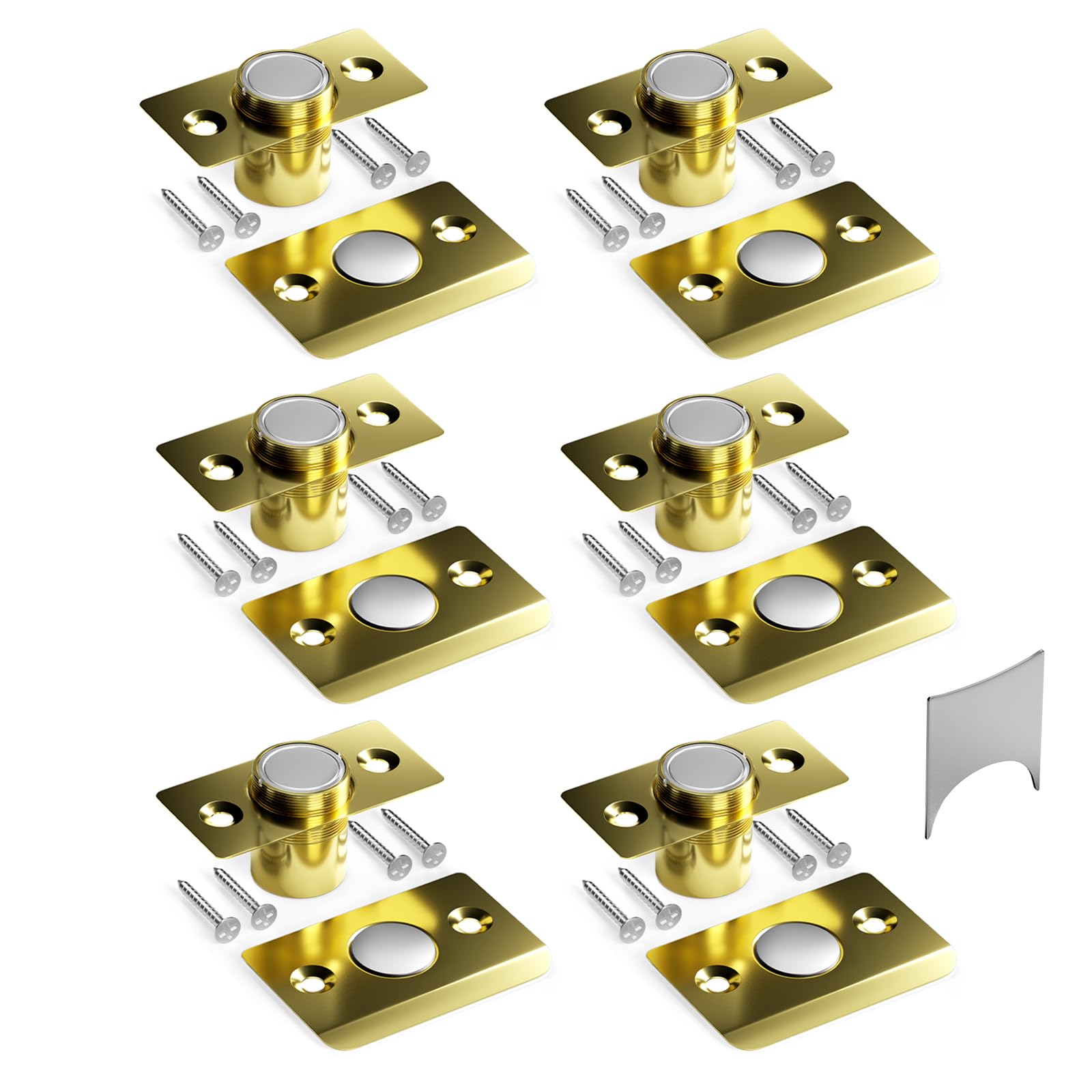 Tonitrui Silent Door Ball Catch, Adjustable Strong Magnet Door Catch,Using Completely noiseless,Perfectly Replacing The Old Ball Catch(Gold 6 Pack, Upgraded Version)