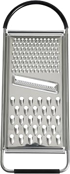 Oster Helmsdale Flat Cheese Grater With Anti-Slip Handle, Stainless Steel Zester/Multi-Functional Tool for Kitchen Preperation, Black