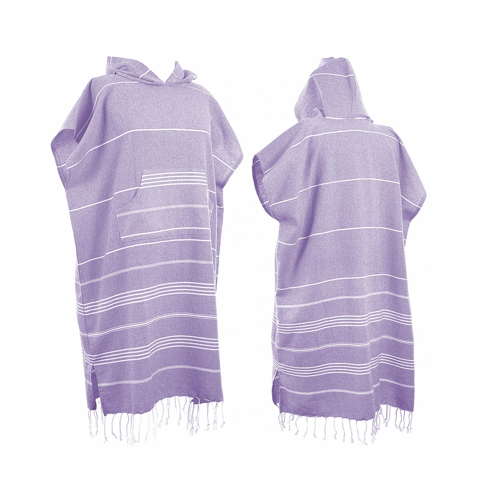 1pcs Large Turkish Cotton Poncho Towel Surf Poncho Changing Robe with Hood and Front Pocket Absorbent Wearable Towel Hooded Beach Towel for Adult Man Women Beach Pool (Purple, Medium)