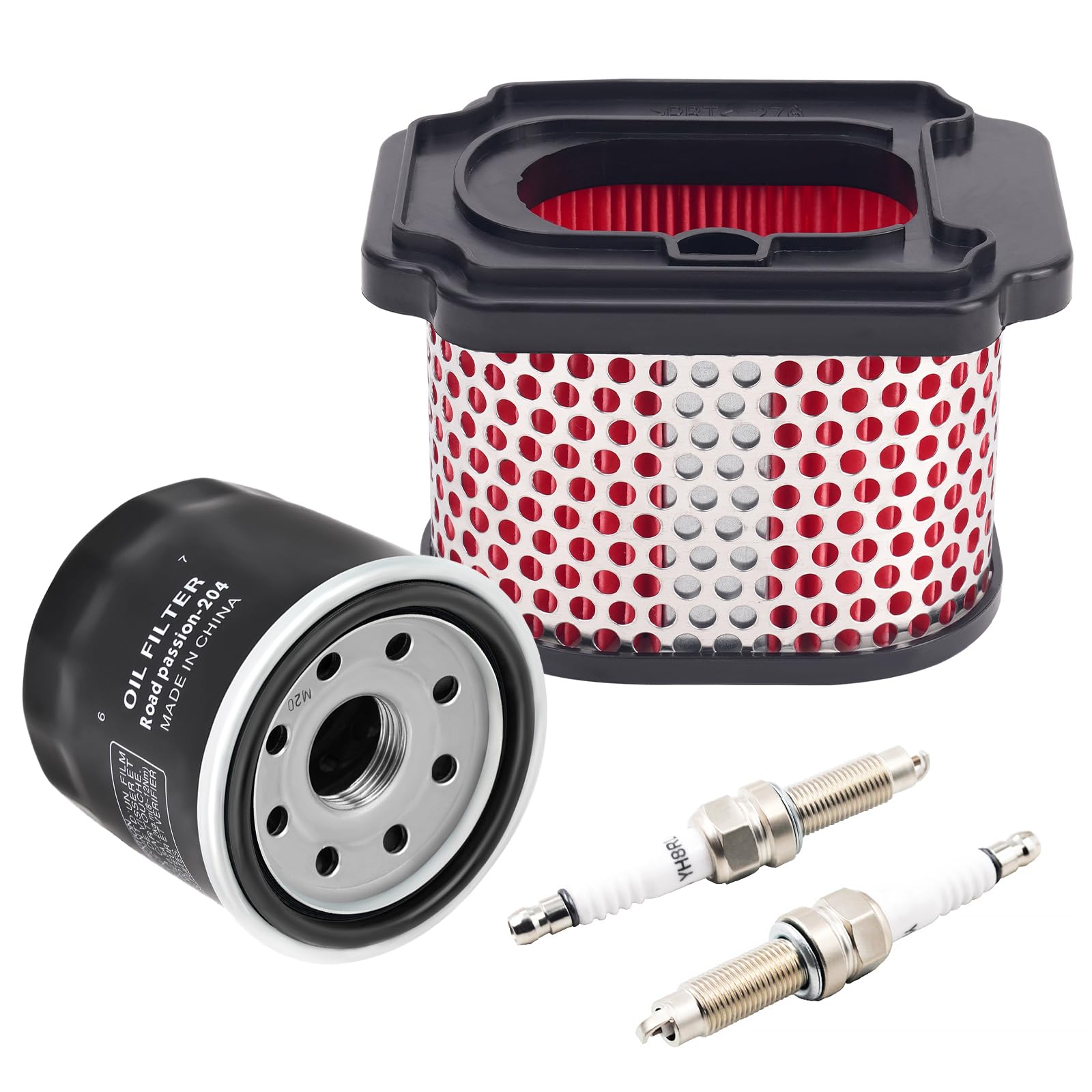 Road Passion 1*Filtro de Aire 1WS-14450-00-00 & 1*Filtro de aceite 15410-MCJ-000 16097-0002 & 2*Bujías de encendido Compatible con Yamaha MT07 XSR700 TRACER 700