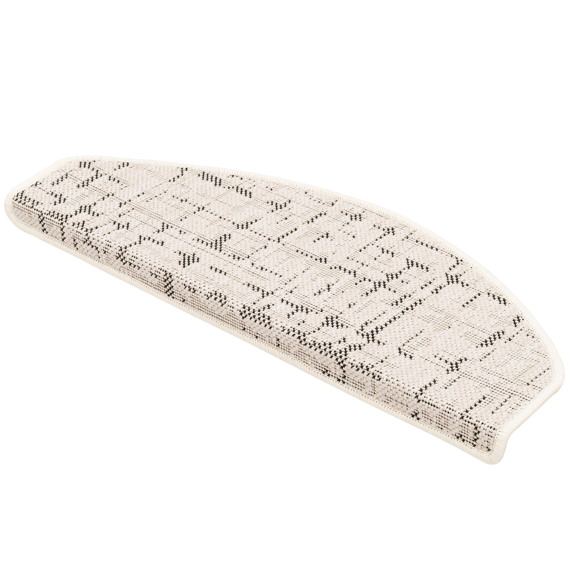 Snapstyle In & Outdoor Stufenmatte Flachgewebe Oslo Creme Schwarz Meliert (halbrund) einzeln oder im 15er Set