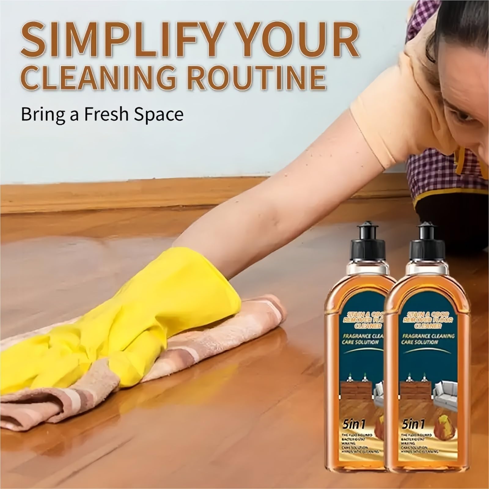 Quitamanchas y olores de 500 ml. Limpiador de Pisos. Fragancia Duradera. Potente quitamanchas. Solución de Limpieza 5 en 1 for Pisos. Brillo Natural. Eliminador de rayones.