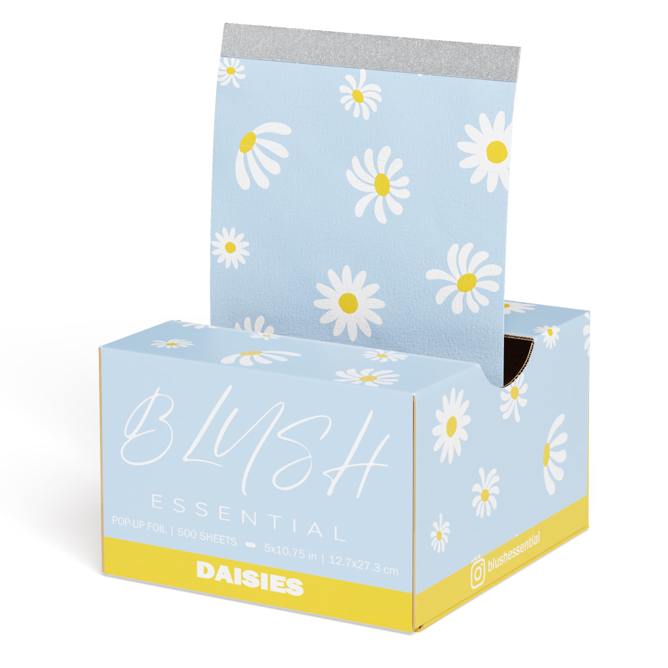 Blush Essential Aluminum Foil Daisies Hair Foils 5x10.75-500 Sheets for Hair Bleach, Foil for Highlighting, Cute Hair Foils, Professional Hair Foils,