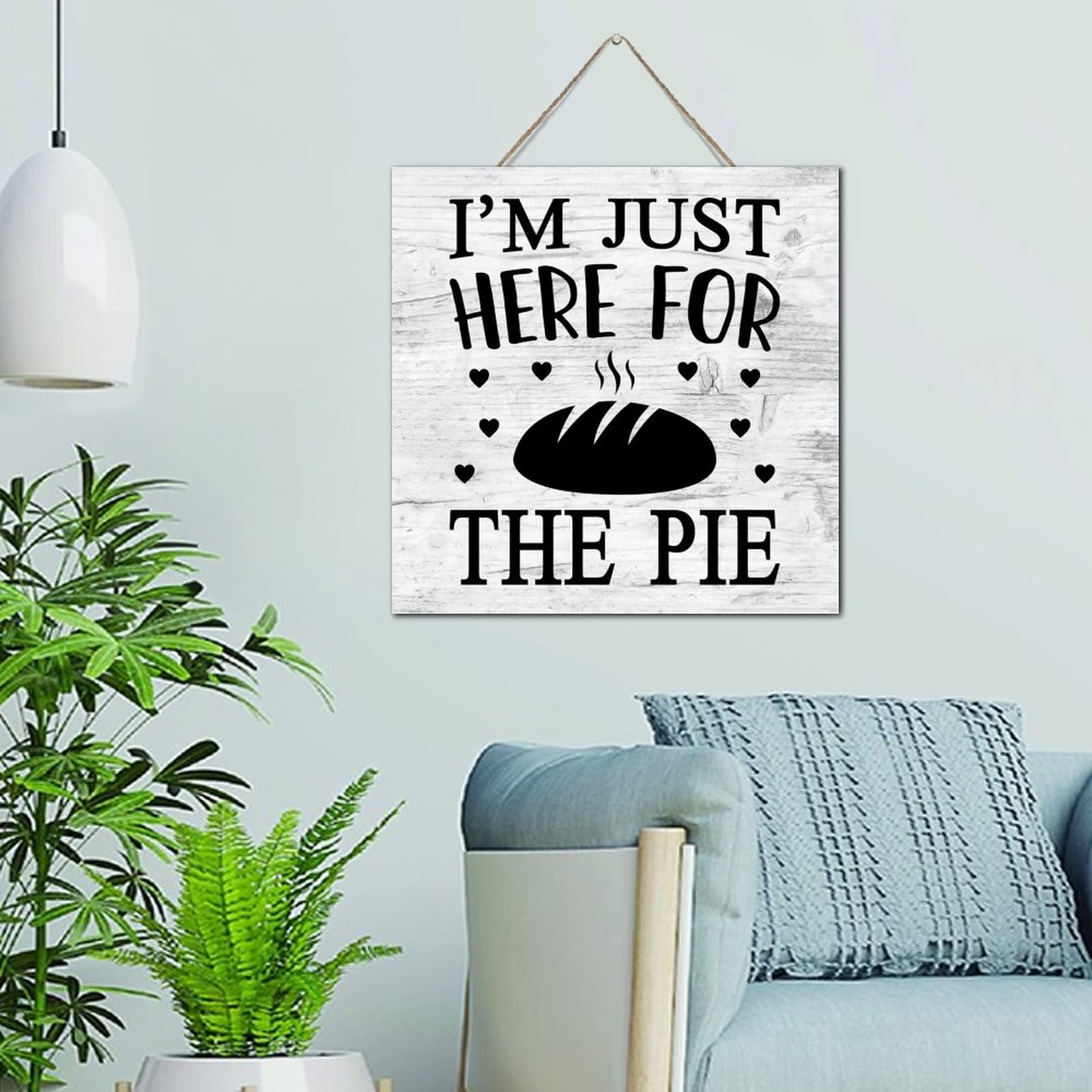 Plaque murale vintage en bois I M Just Here For The Pie pour décorer votre cuisine