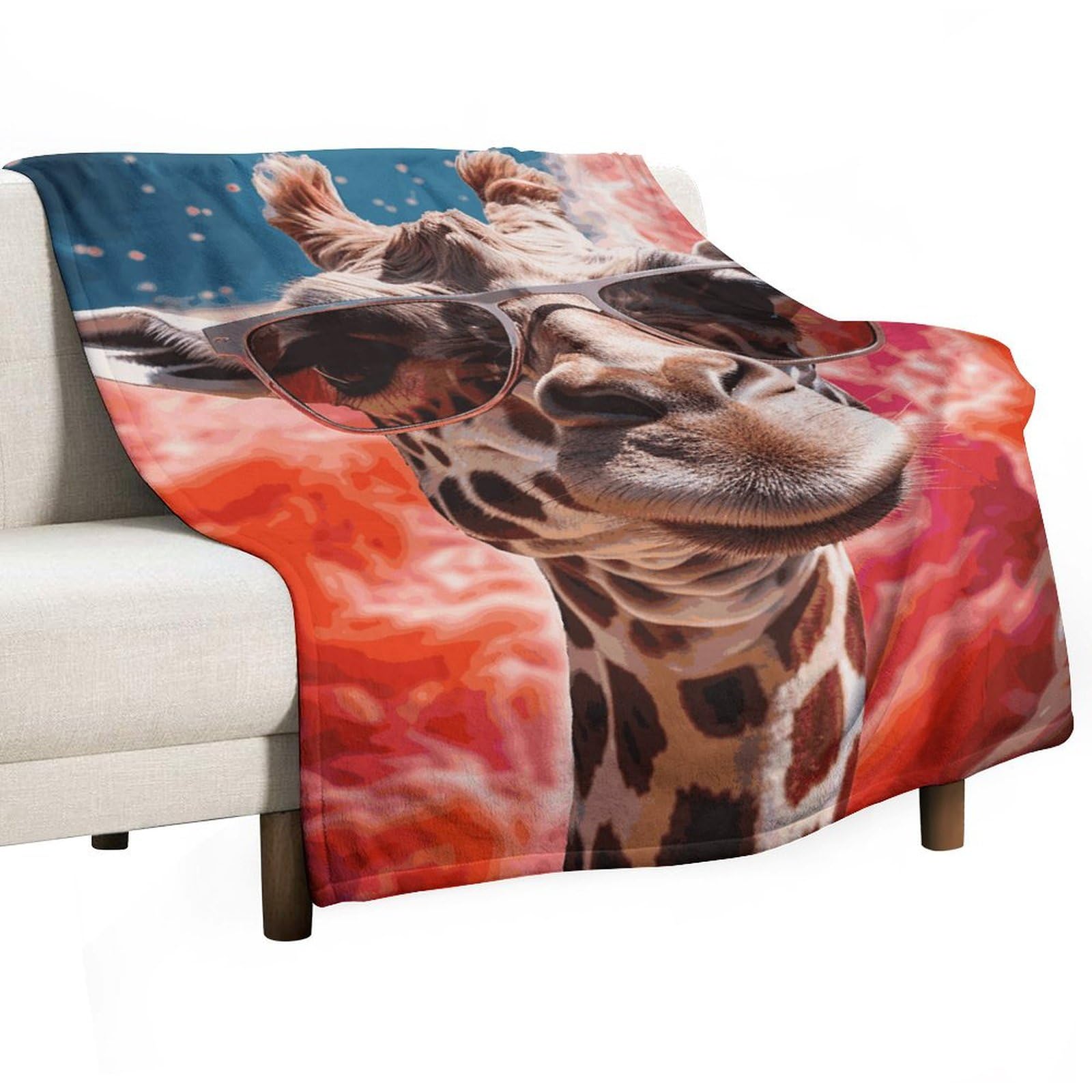 Couverture polaire girafe 127x178 cm douce et chaude pour lit et canapé