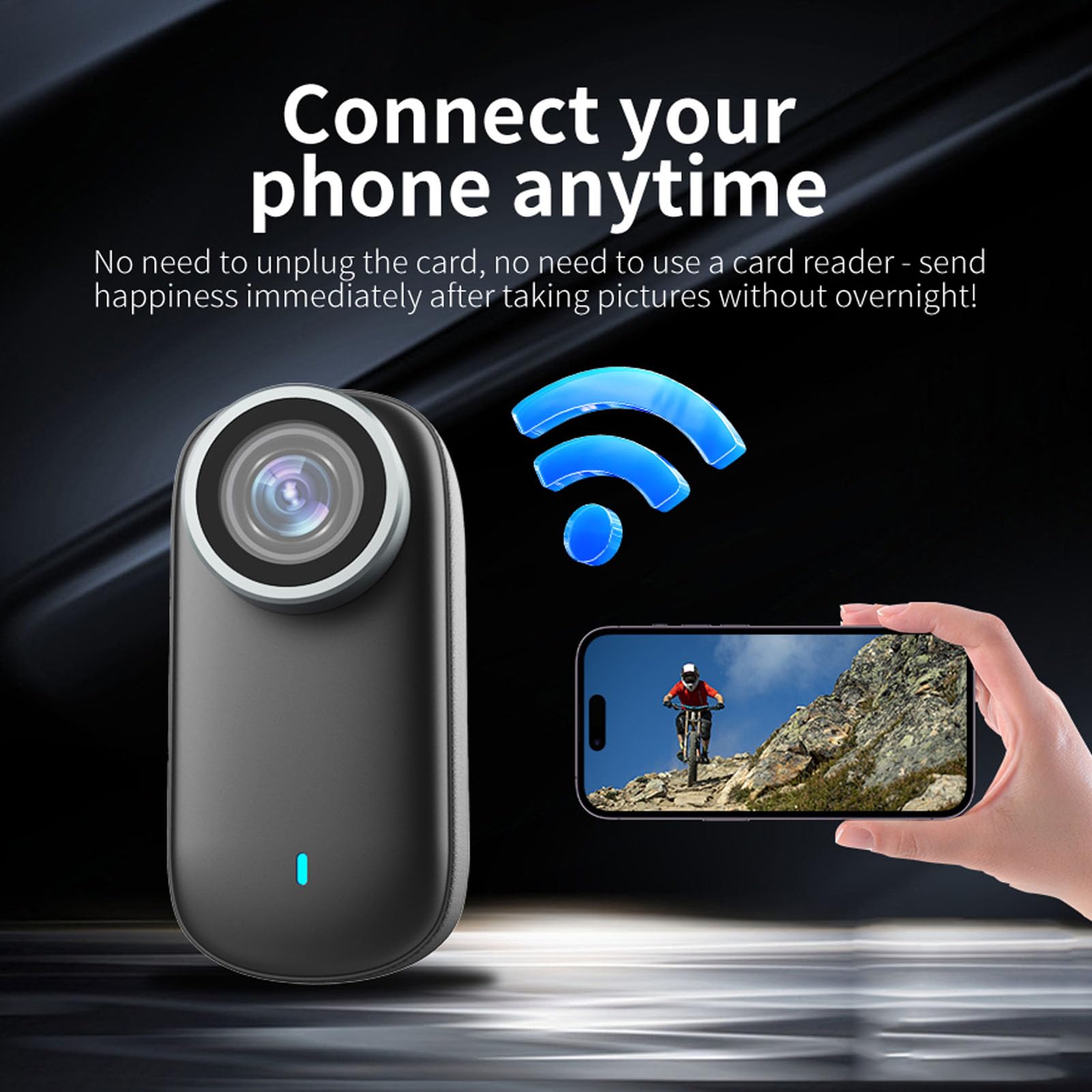 Garsent Kamera Akcji 4K, Przenośna Kamera do Nagrywania Wideo, Fotografia Szerokiego Kąta Wi -Fi, Przenośna Osobista Kamera do Pracy, Jazda na Rowerze, podróż, Chodzenie Zwierząt