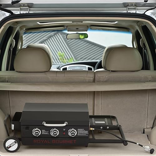 Miniatura 12 de Royal Gourmet PD3001 - Plancha de gas propano de 3 quemadores con soporte plegable, plancha portátil de 23 pulgadas con mesa auxiliar y 314 pulgadas