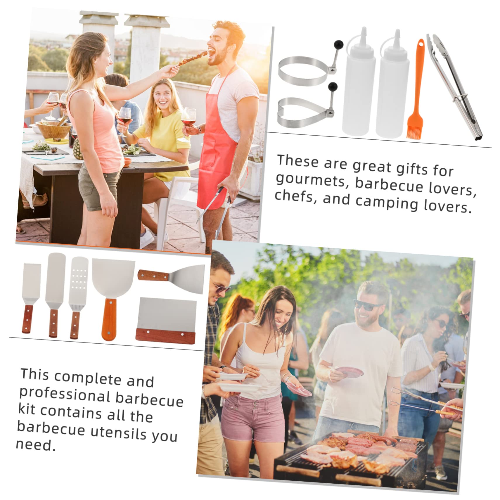 Toddmomy Kit de Utensilios para Barbacoa Profesional de Acero Inoxidable Diseño Completo y Fácil Manejo de 12 Piezas para Barbacoa al Aire Libre y Camping