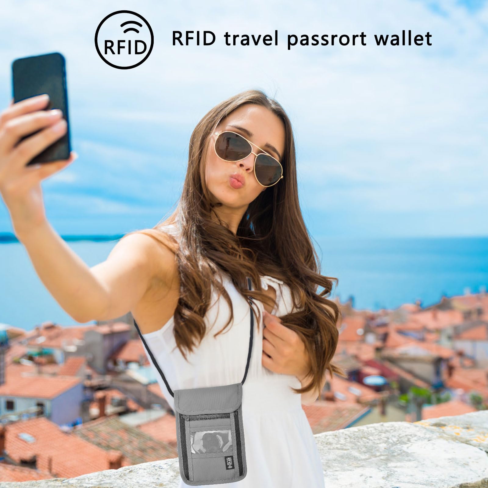 VOSSOT Torba na klatkę piersiową, uniseks, torba podróżna z ochroną RFID, wodoszczelna torba na paszport, organizer dla mężczyzn, kobiet, dzieci, chłopców, dziewczynek, maksymalne bezpieczeństwo na