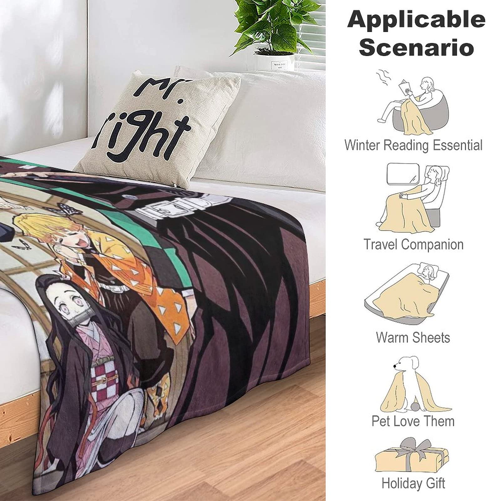 Demo Slaye Coperta In Flanella Morbida Anime 150x130 Cm Con Stampa Digitale - Regalo Per Fan - 5