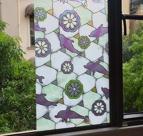 Miniatura 4 de VSUDO Película decorativa de privacidad para ventana, sin pegamento, adhesivo estático para vidrio, tinte de ventana anti-UV para el hogar u oficina
