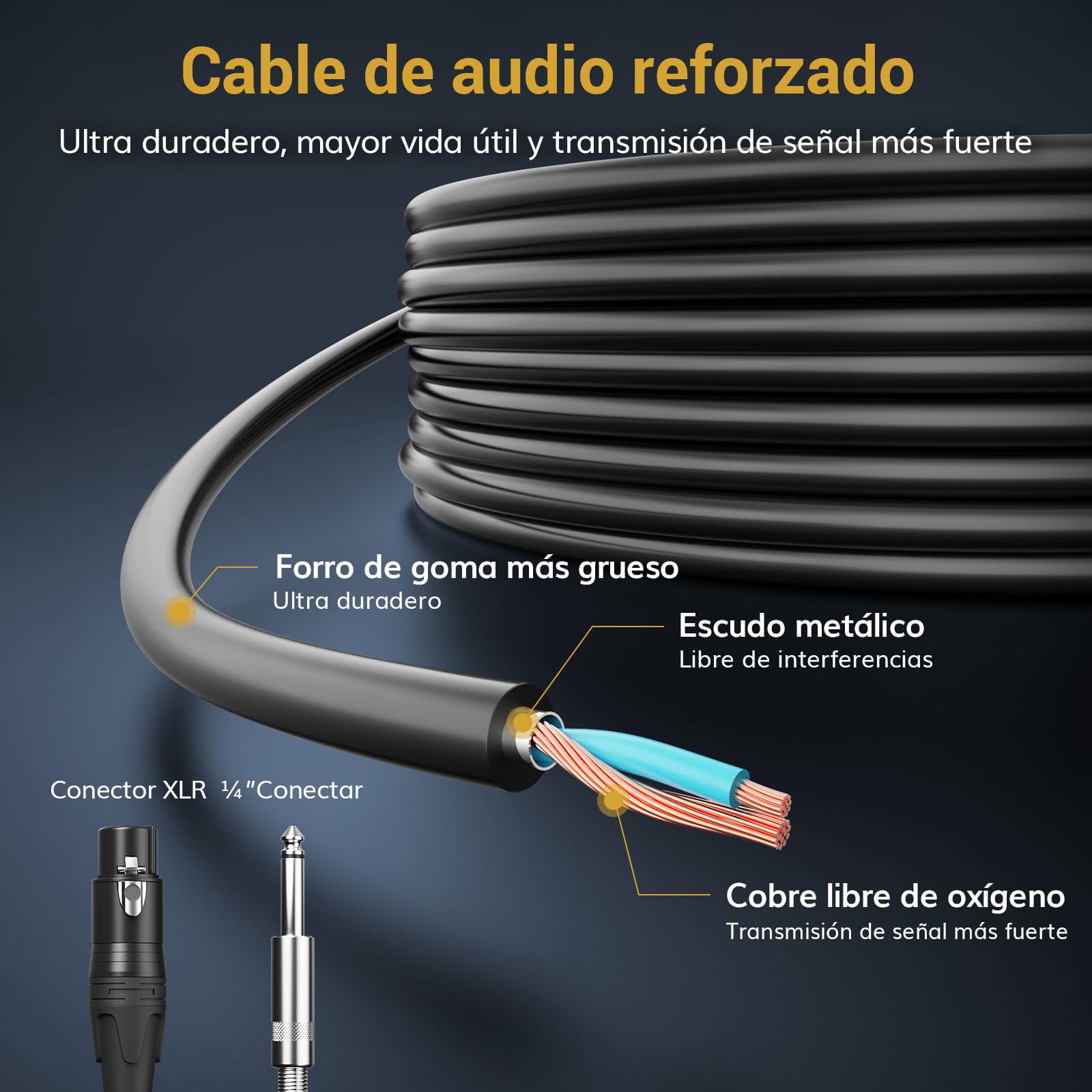 TONOR Micrófono dinámico para Cantar, Vocal Karaoke con Cable de Mano, micrófono de Estudio cardioide con XLR de 4.5M, Adecuado para parlantes, amplificadores, Escenario y Actividades al Aire